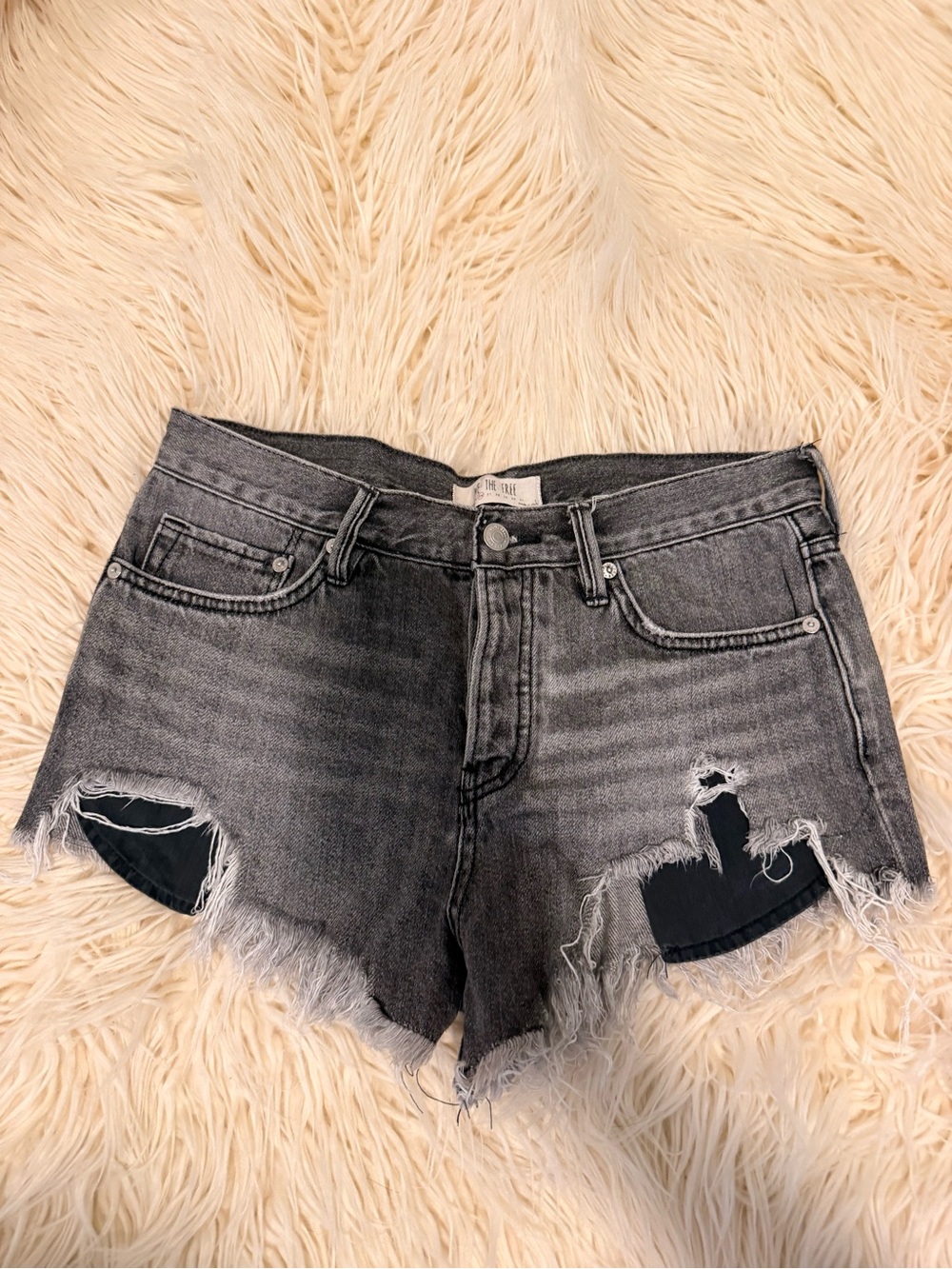Free People Gray Denim Shorts Size 26